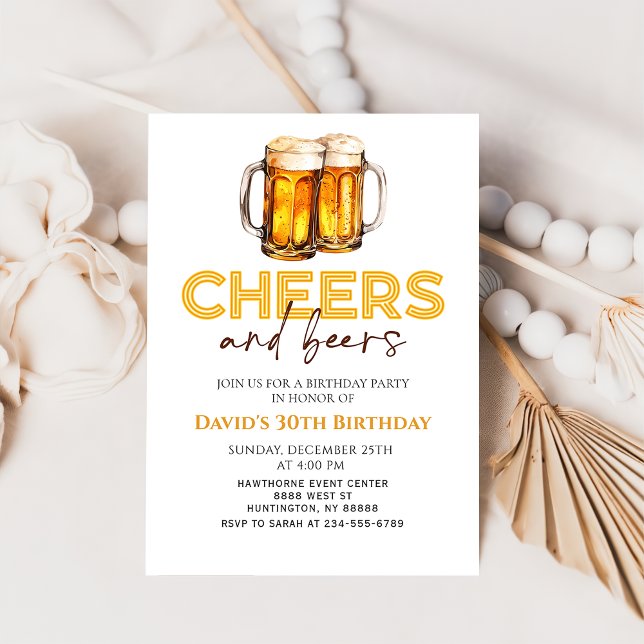 Cheers and Beers Glass Birthday Party Invitation (Creator Uploaded)