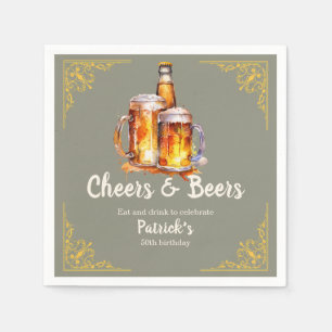 Cheers and Beers Glass Bottle 50th Birthday Napkin