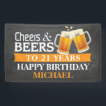 Cheers and Beers Happy 21st Birthday Banner Orange<br><div class="desc">Cheers and Beers Happy 21st Birthday Banner Orange. For further customisation,  please click the "Customise it" button and use our design tool to modify this template.</div>