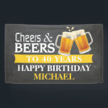 Cheers and Beers Happy 40th Birthday Banner Yellow<br><div class="desc">Cheers and Beers Happy 40th Birthday Banner Yellow. For further customization,  please click the "Customize it" button and use our design tool to modify this template.</div>