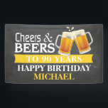 Cheers and Beers Happy 90th Birthday Banner Yellow<br><div class="desc">Cheers and Beers Happy 90th Birthday Banner Yellow. For further customization,  please click the "Customize it" button and use our design tool to modify this template.</div>