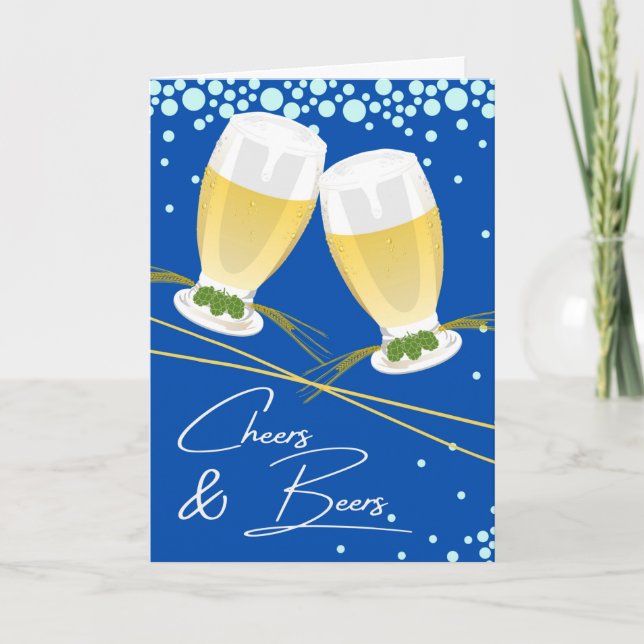 Cheers and Beers Happy Anniversary Hops and Bubble Card (Front)
