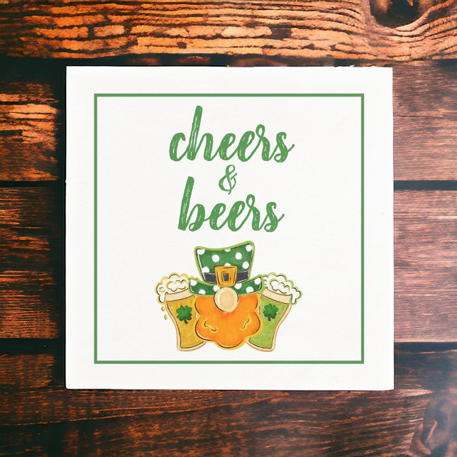 Cheers and Beers Leprechaun St Patrick's Day Party Napkin (Creator Uploaded)