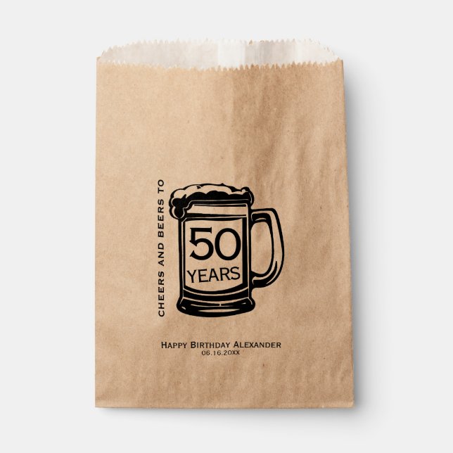 Cheers and Beers Milestone Birthday Party Custom Favour Bag (Front)