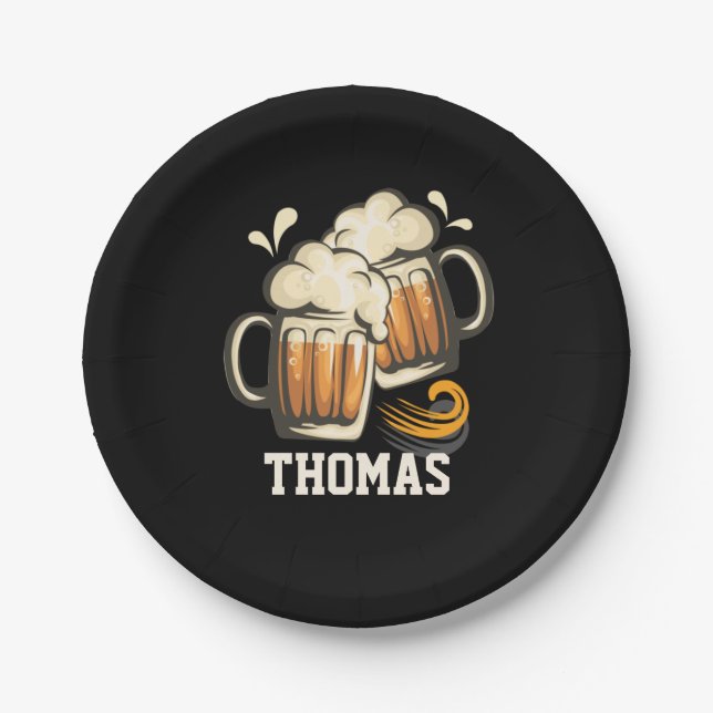 Cheers and Beers Paper Plates, 7" - Men's Birthday Plate (Front)