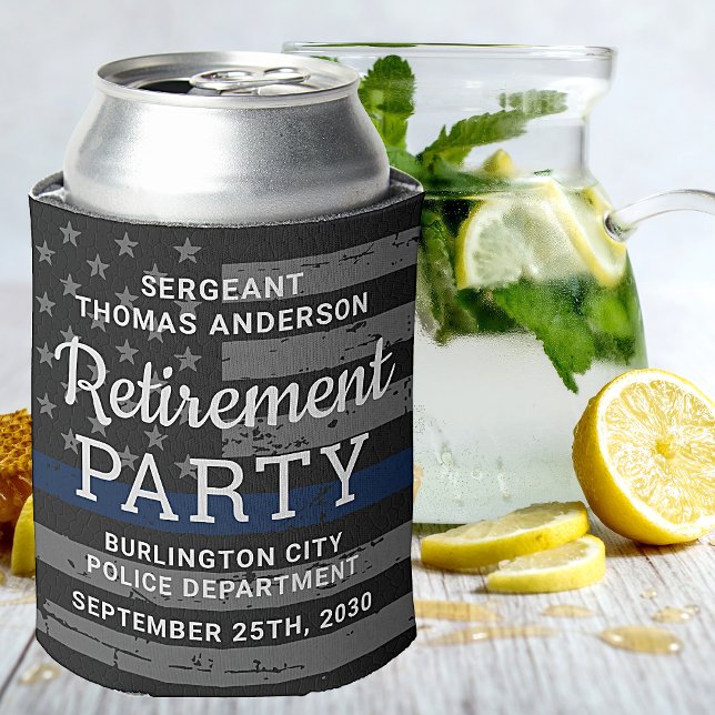 Cheers And Beers Personalised Police Retirement  Can Cooler (Creator Uploaded)