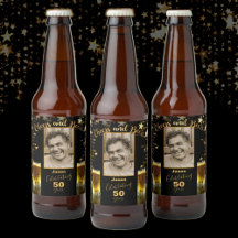 Cheers and Beers Photo Name Age Black and Gold