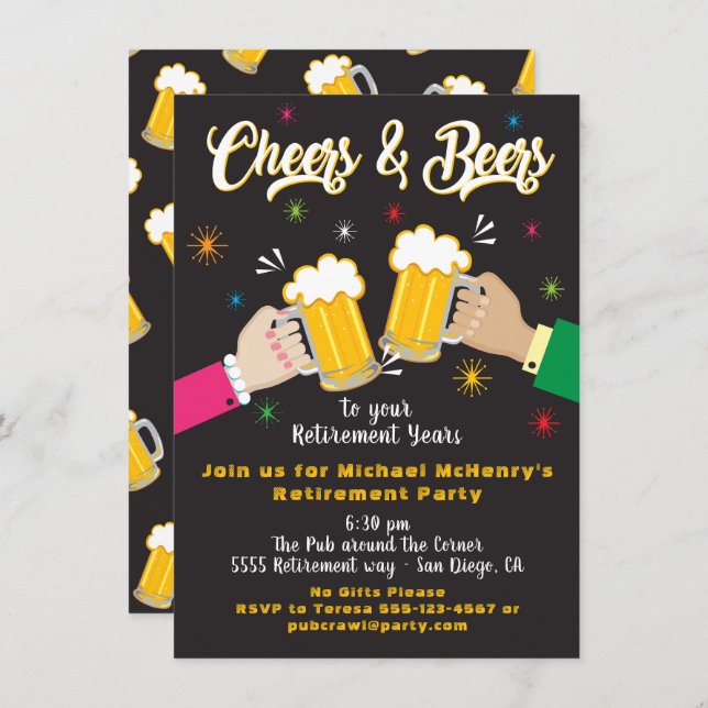Cheers and Beers Retirement Party Invitation (Front/Back)