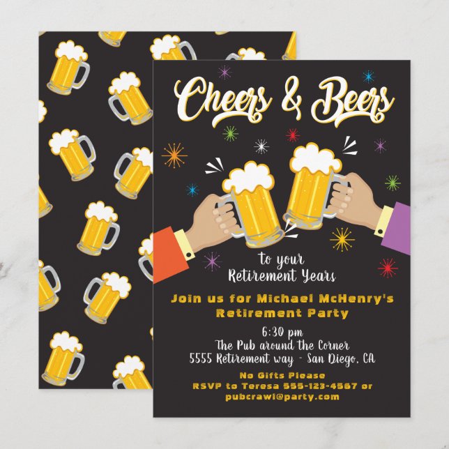 Cheers and Beers Retirement Party Invitation (Front/Back)