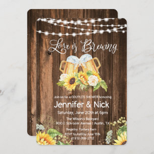Cheers and Beers Rustic Couples Shower Invitation