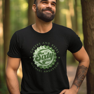 Cheers And Beers Sixty Years Birthday Custom Name T-Shirt