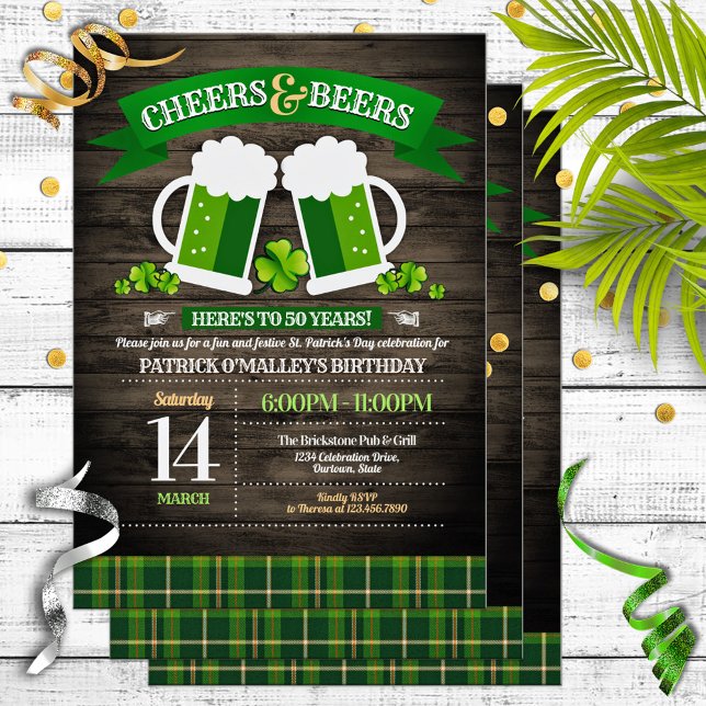 Cheers and Beers St. Patrick's Day Birthday Party Invitation (Creator Uploaded)
