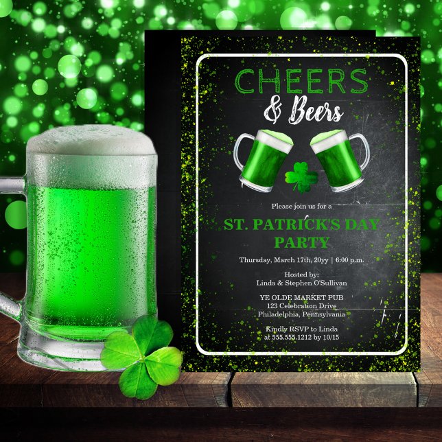 Cheers and Beers St. Patricks Day Party Invitation (Creator Uploaded)