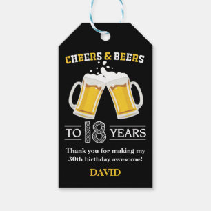 Cheers and Beers to 18 Years Gift Tags