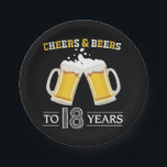 Cheers and Beers to 18 Years Paper Plate<br><div class="desc">Cheers and Beers to 18 Years Paper Plate</div>