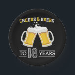 Cheers and Beers to 18 Years Paper Plate<br><div class="desc">Cheers and Beers to 18 Years Paper Plate</div>