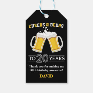 Cheers and Beers to 20 Years Gift Tags