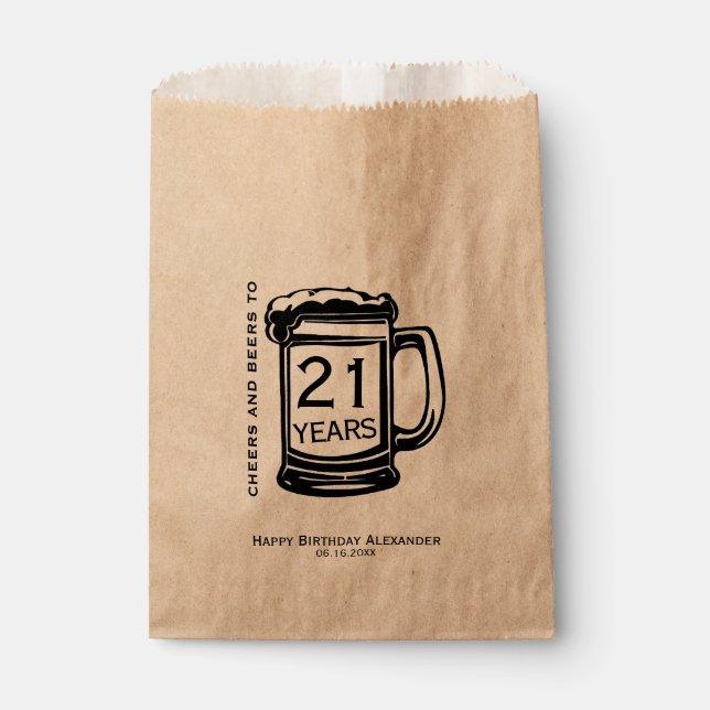 Cheers and Beers to 21 Years Birthday Party Favour Bag (Front)