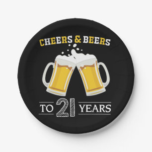 Cheers and Beers to 21 Years Paper Plate