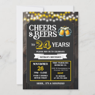 Cheers and Beers to 24 Years Surprise Brewery Invitation