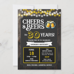Cheers and Beers to 30 Years Backyard BBQ Birthday Invitation