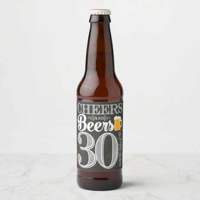 Cheers and Beers to 30 Years Beer Bottle Label (Front)