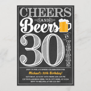 Cheers and Beers to 30 Years Birthday Invitation