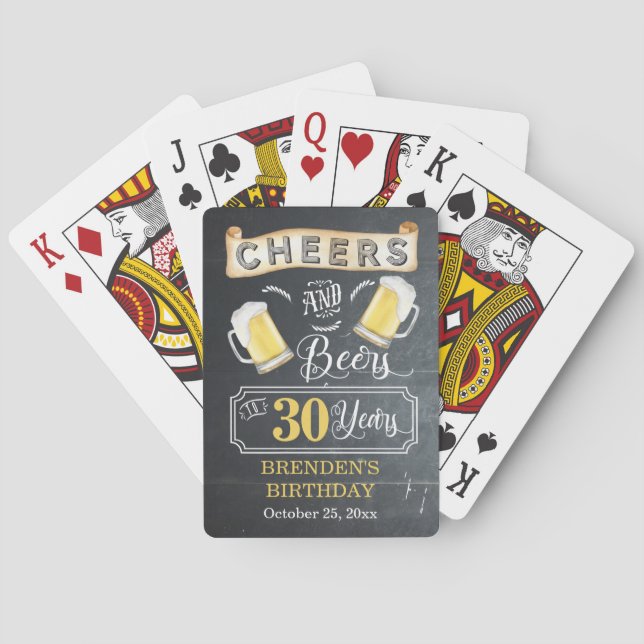 Cheers and Beers to 30 Years Birthday Party  Playing Cards (Back)