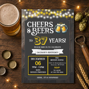 Cheers and Beers to 37 Years Surprise Backyard Invitation