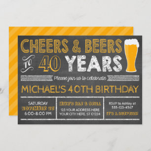 Cheers and Beers to 40 Years Birthday Invitation