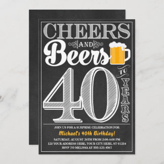 Cheers and Beers to 40 Years Birthday Invitation