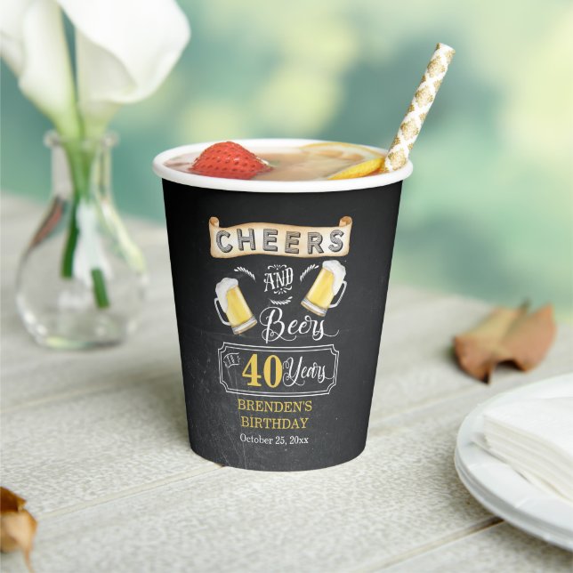 Cheers and Beers to 40 Years Birthday Party Paper Cups (Insitu)