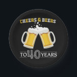 Cheers and Beers to 40 Years Paper Plate<br><div class="desc">Cheers and Beers to 40 Years Paper Plate</div>