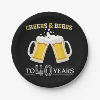 Cheers and Beers to 40 Years Paper Plate