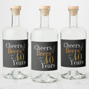Cheers and beers to 40 years party favour liquor bottle label