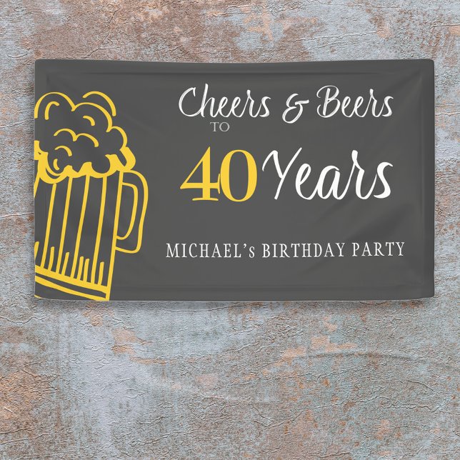 Cheers and beers to 40 years typography birthday banner (Creator Uploaded)