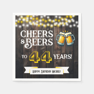Cheers and Beers to 44 Years Rustic Birthday Party Napkin
