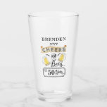 Cheers and Beers to 50 Years Birthday Glass<br><div class="desc">Celebrate your 50th Birthday in style with this rustic "Cheers and Beers" vintage barroom look design.  Composite design by Holiday Hearts Designs (rights reserved).</div>