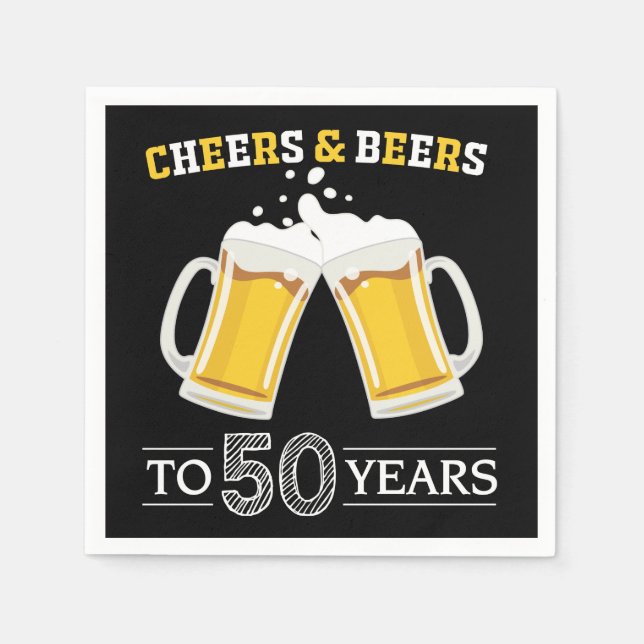 Cheers and Beers to 50 Years Napkins (Front)