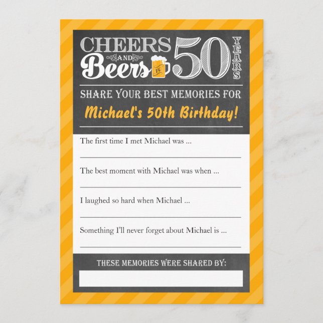 Cheers and Beers to 50 Years • Share a Memory Card (Front)