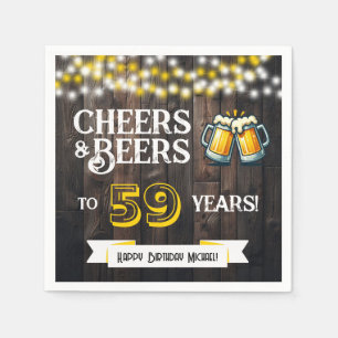 Cheers and Beers to 59 Years Rustic Birthday Party Napkin