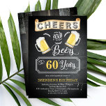 Cheers and Beers to 60 Years Birthday Party Invitation<br><div class="desc">Celebrate your 60th Birthday in style with this rustic woodsy "Cheers and Beers" chalkboard and multi-toned wood vintage barroom look design.  Composite design by Holiday Hearts Designs (rights reserved).</div>