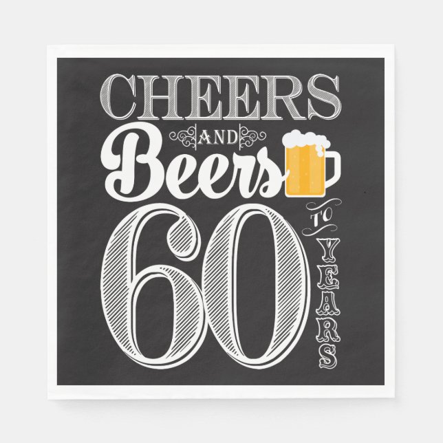 Cheers and Beers to 60 Years Luncheon Napkins (Front)