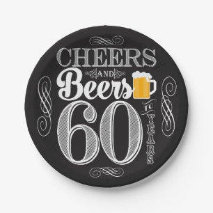 Cheers and Beers to 60 Years Paper Plates 7"