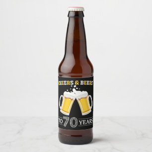 Cheers and Beers to 70 Years Beer Bottle Label