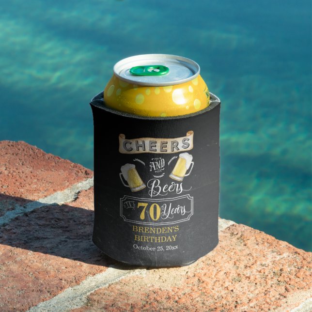 Cheers and Beers to 70 Years Birthday Party Can Cooler (In Situ Pool)