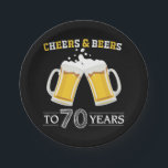 Cheers and Beers to 70 Years Paper Plate<br><div class="desc">Cheers and Beers to 70 Years Paper Plate</div>