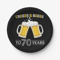 Cheers and Beers to 70 Years Paper Plate