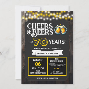 Cheers and Beers to 70 Years Surprise Backyard Invitation
