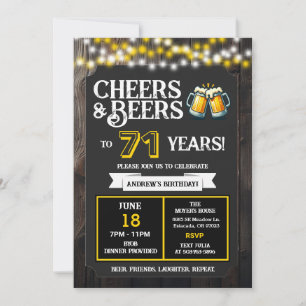 Cheers and Beers to 71 Years Backyard BBQ Birthday Invitation